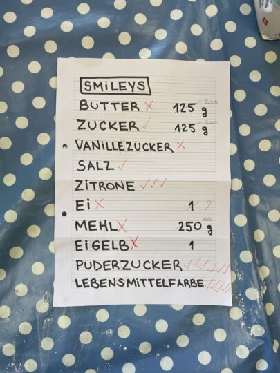 Einkaufsliste für die Guetzli