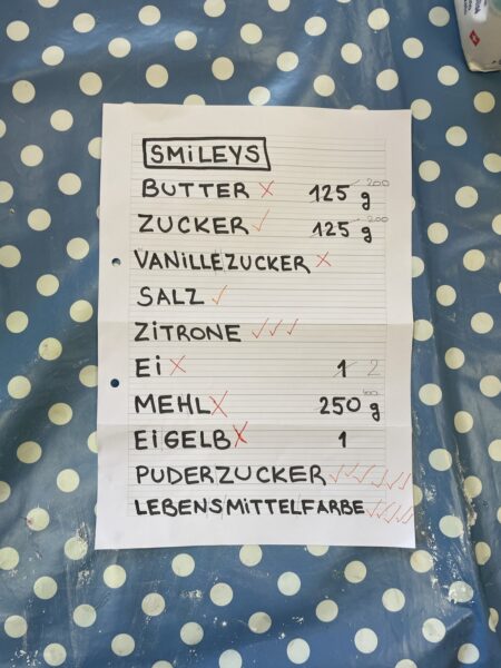 Einkaufsliste für die Guetzli