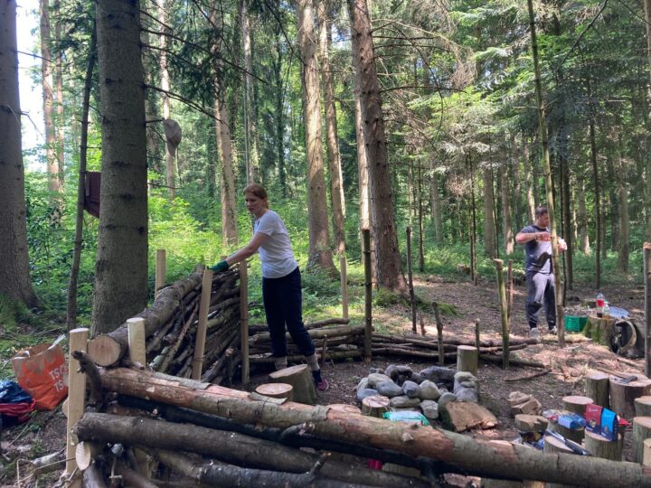 Wir bauen uns im Wald einen schönen Raum
